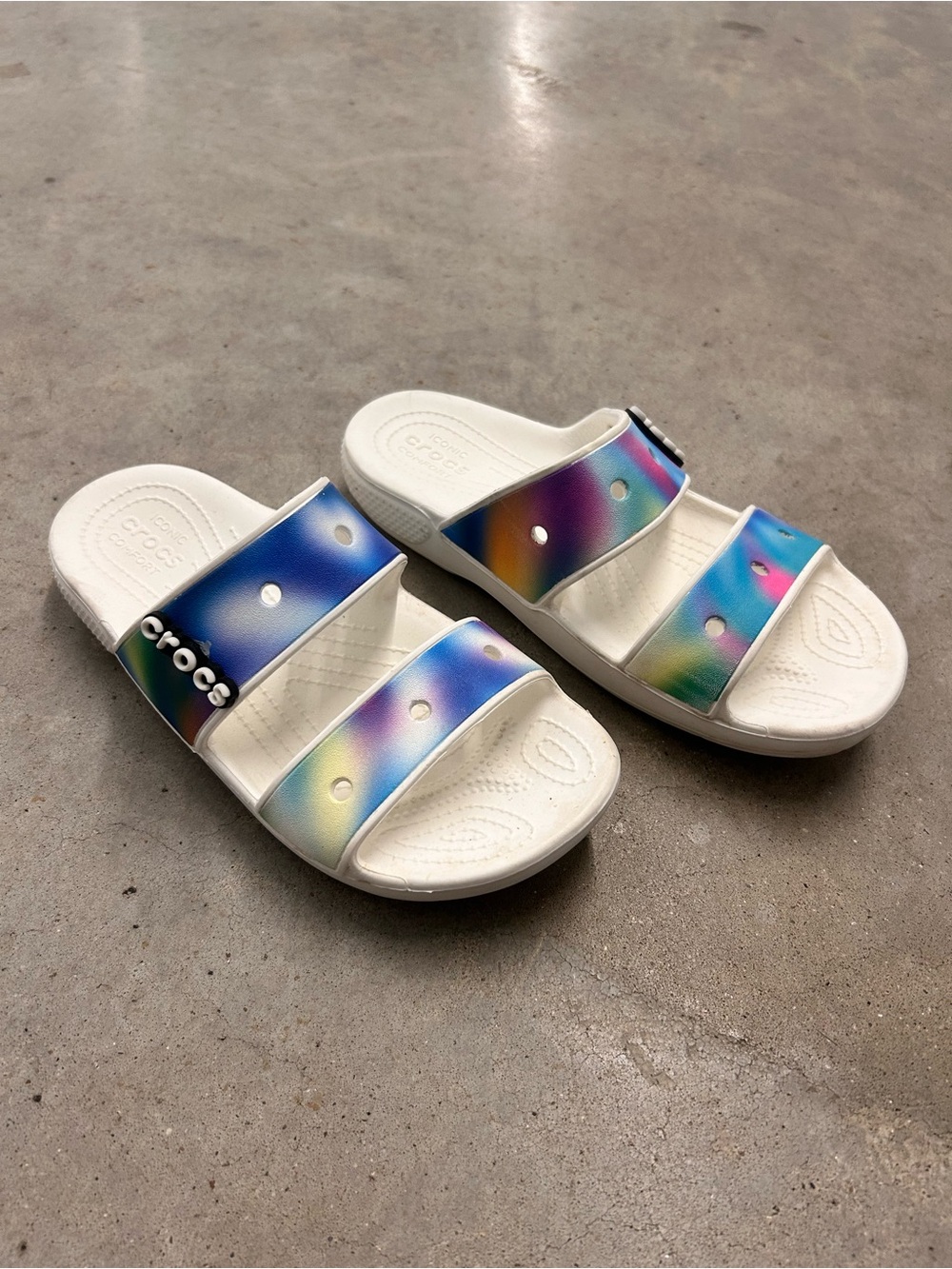 Crocs Classic Solarized Sandals Women’s 9 Blue Tie-Dye Slip-On Classic